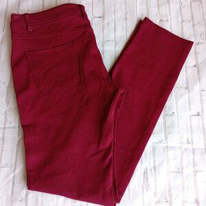 Active USA Pants Women Large Burgundy Skinny Straight Leg Jeggings Front Pockets